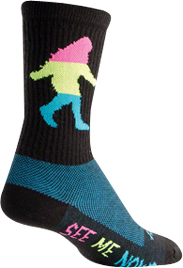 SockGuy Sasquatch Neon Wool Sock: Black LG/XL