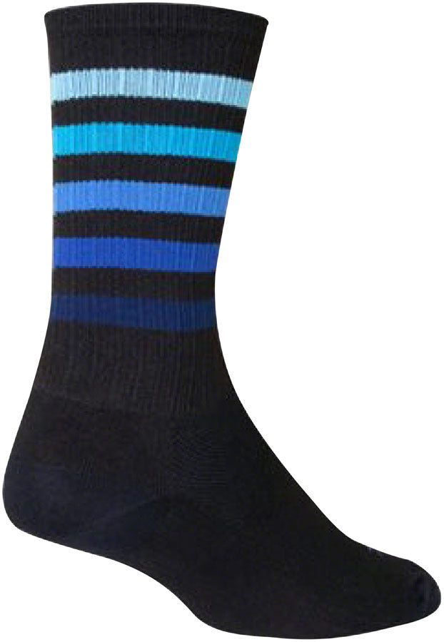 SockGuy SGX Deep Socks - 6", Black/Blue, Large/X-Large - Sock - SGX Socks