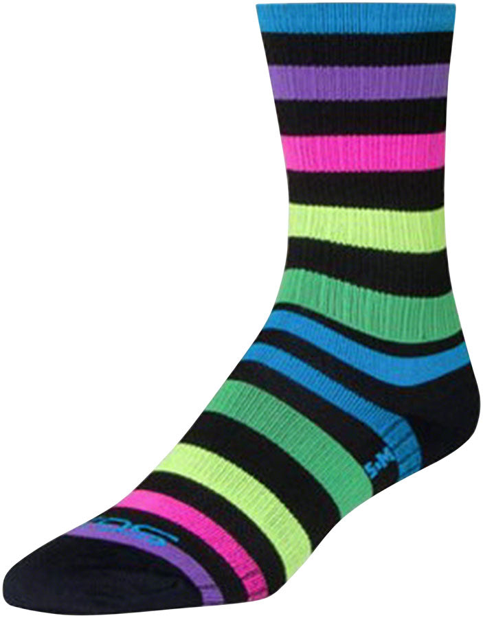 SockGuy SGX Night Bright Socks - 6 inch, Black/Multi-Color, Small/Medium