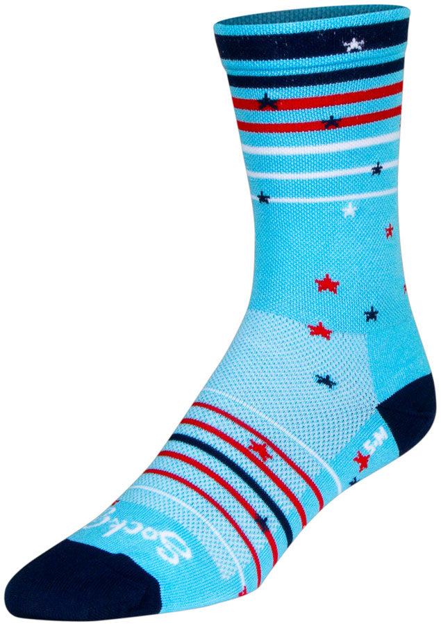 SockGuy Sparkler Crew Socks - 6 inch, Red/White/Blue, Small/Medium - Sock - Crew Socks