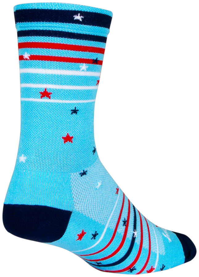 SockGuy Sparkler Crew Socks - 6 inch, Red/White/Blue, Small/Medium