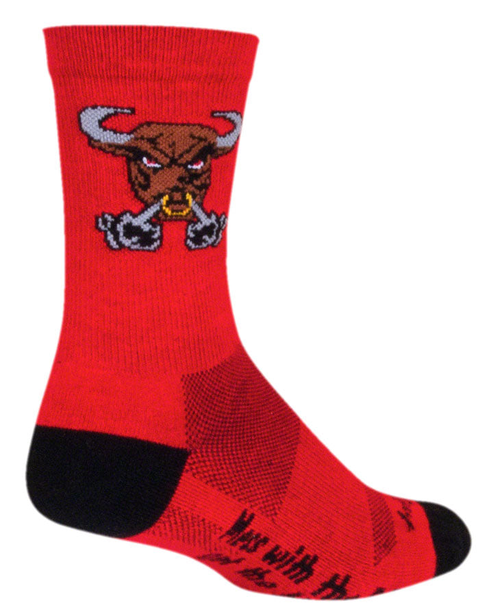 SockGuy Crew Bullish Socks - 6", Red, Large/X-Large - Sock - Crew Socks