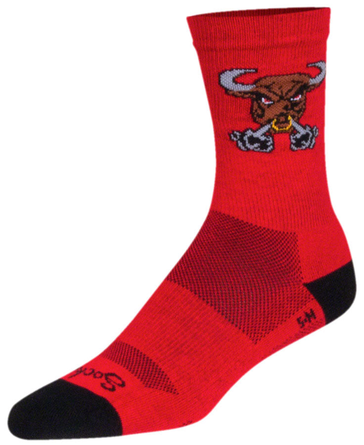 SockGuy Crew Bullish Socks - 6 inch, Red, Small/Medium