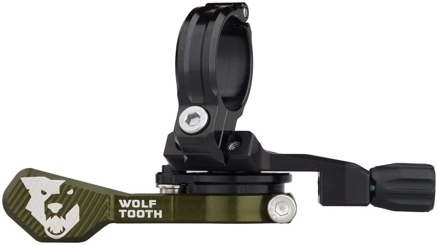 Wolf Tooth ReMote Pro Dropper Post Lever - 22.2mm Clamp, Olive MPN: REMOTE-PRO-OLV UPC: 810006809480 Dropper Seatpost Remote ReMote Pro Dropper Post Lever