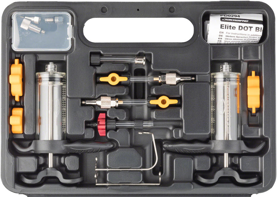 Jagwire Elite DOT Bleed Kit, includes SRAM Avid Formula Hayes Hope Adapters - Brake Tool - Elite Bleed Kit