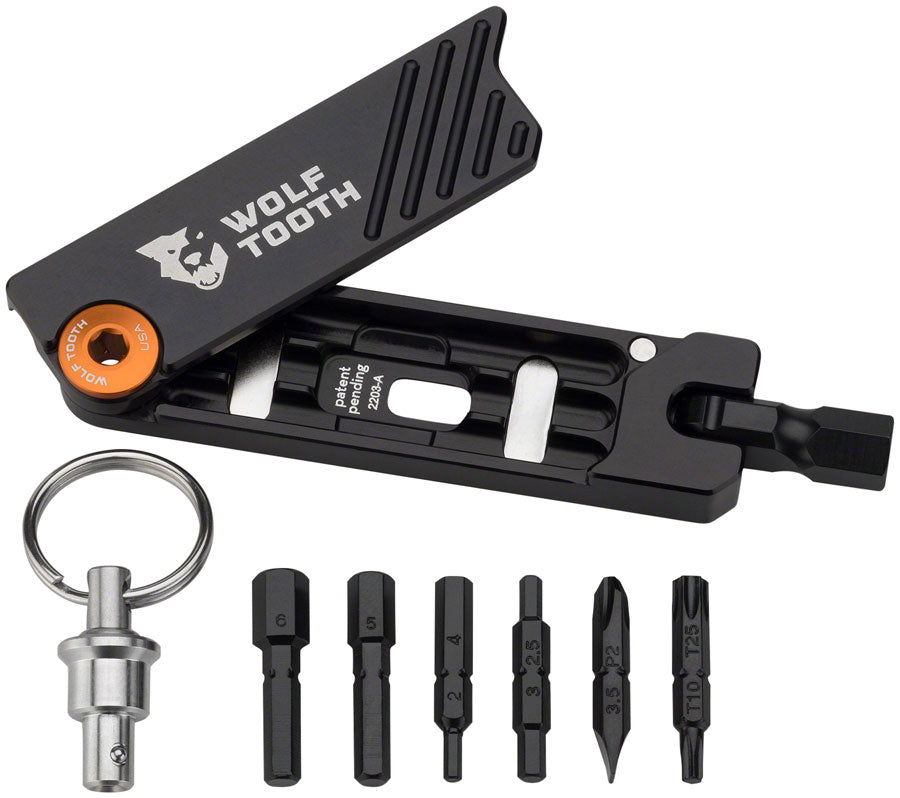 Wolf Tooth 6-Bit Hex Wrench Multi-Tool with Keyring - Orange - Bike Multi-Tool - 6-Bit Hex Wrench Multi-Tool