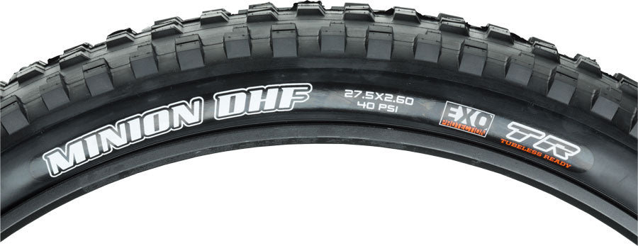 Maxxis Minion DHF Tire - 27.5 x 2.6, Tubeless, Folding, Black, Single Compound, EXO White Logo MPN: TB91146000 Tires Minion DHF Tire