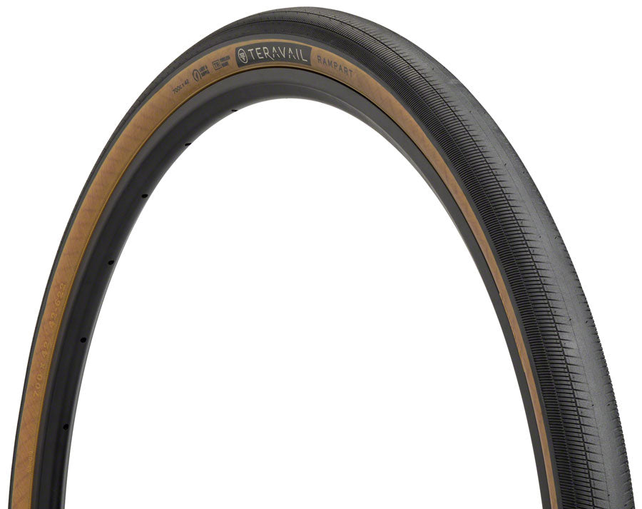 Teravail Rampart Tire - 700 x 42, Tubeless, Folding, Tan, Light and Supple, Fast Compound