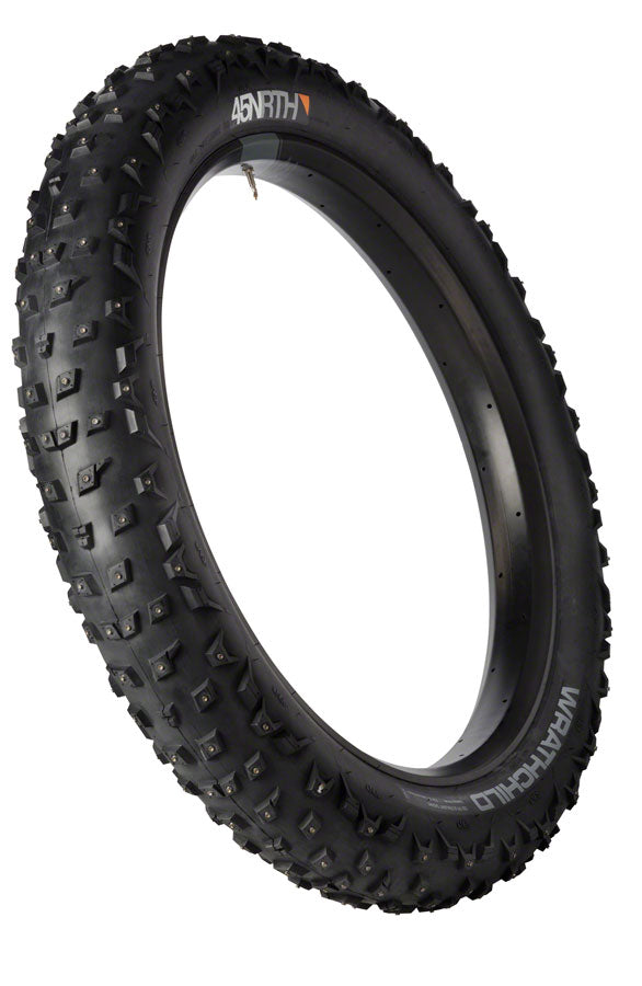 45NRTH Wrathchild Tire - 26 x 4.6, Tubeless, Folding, Black, 120 TPI, 224 XL Concave Carbide Aluminum Studs MPN: 11-000021-B UPC: 708752149496 Tires Wrathchild Fat Tire