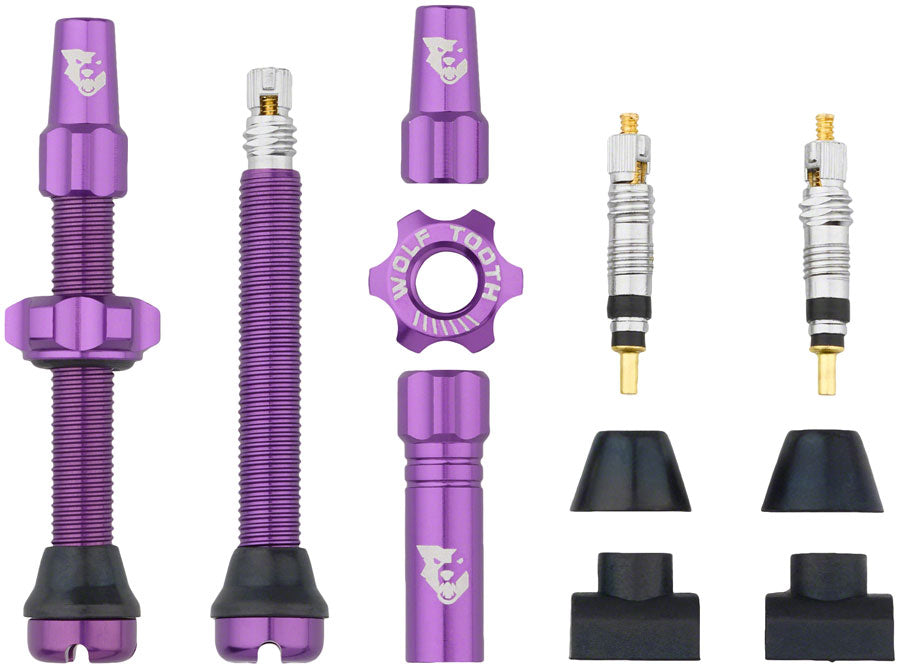 Wolf Tooth Tubeless Valve Stem Kit 44 mm Purple Tubeless Valves Worldwide Cyclery