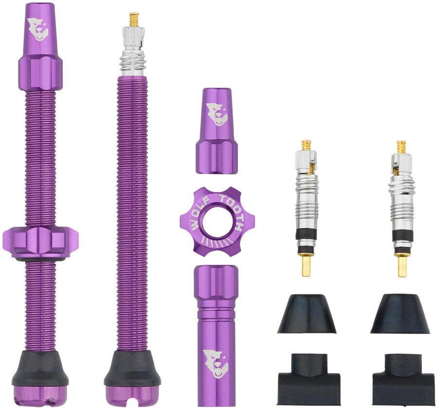 Wolf Tooth Tubeless Valve Stem Kit - 60 mm, Purple MPN: TLV-KIT60-PRP UPC: 812719029094 Tubeless Valves Tubeless Valve Stem Kit