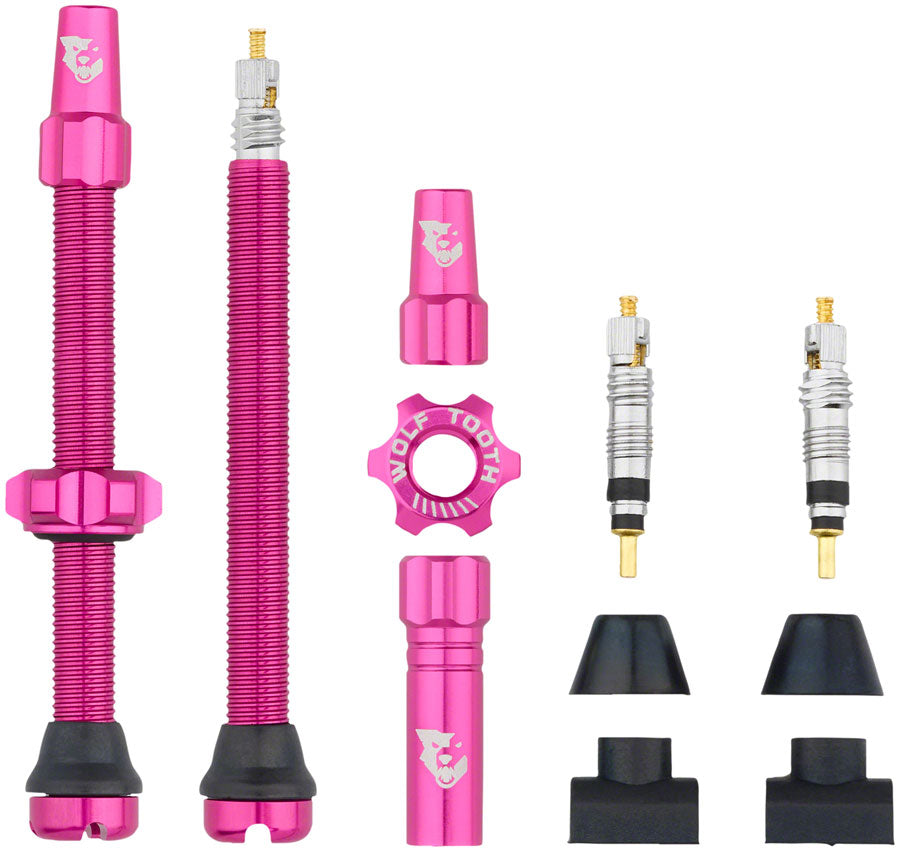 Wolf Tooth Tubeless Valve Stem Kit - 60 mm, Pink MPN: TLV-KIT60-PNK UPC: 812719029209 Tubeless Valves Tubeless Valve Stem Kit