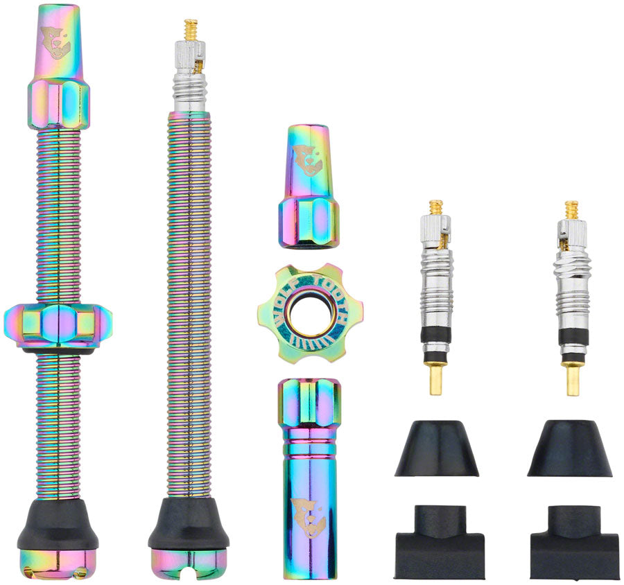Wolf Tooth Tubeless Valve Stem Kit - 60 mm, Rainbow MPN: TLV-KIT60-RBW UPC: 812719029216 Tubeless Valves Tubeless Valve Stem Kit