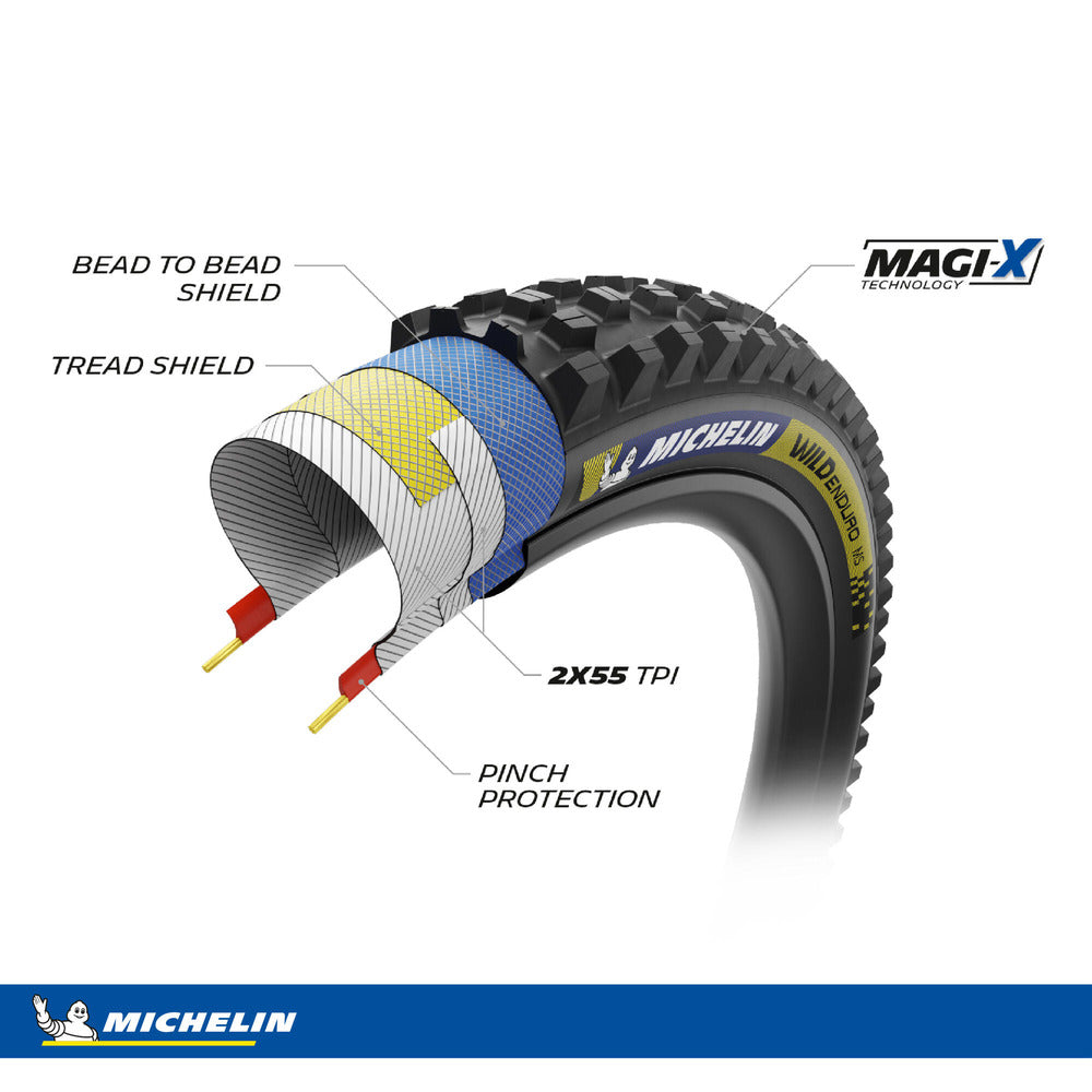 Michelin Wild Enduro MS Racing Line Tire - 27.5 x 2.4, Tubeless, Folding, Blue & Yellow Decals MPN: 737025 UPC: 086699664488 Tires Wild Enduro MS Racing Line Tire