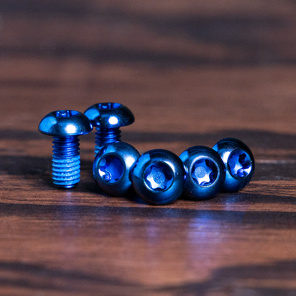 Trail One Components Titanium Rotor Bolts Upgrade Kit - Blue (12 piece) - Disc Rotor Parts and Lockrings - Titanium Rotor Bolt Upgrade Kit
