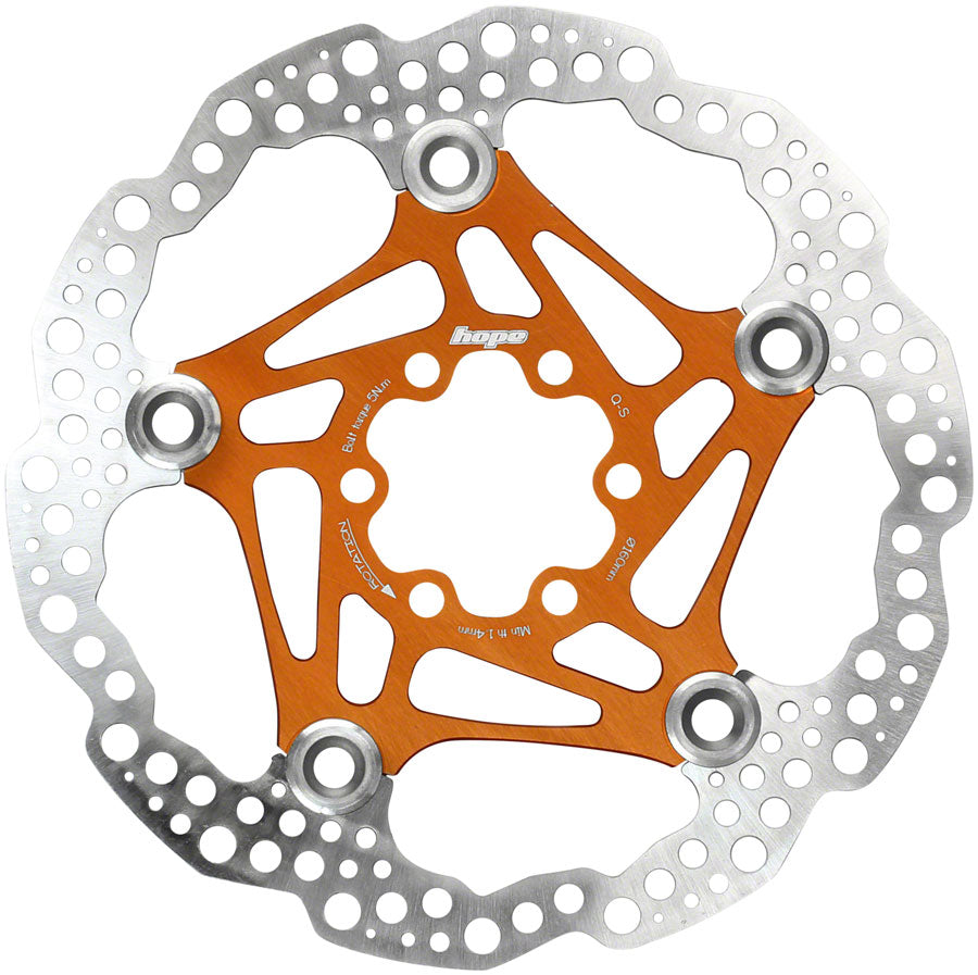 Hope Floating Disc Brake Rotor - 180mm, 6-Bolt, Orange