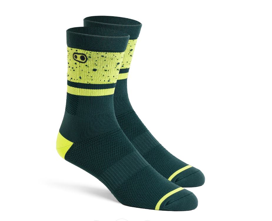 Crank Brothers Icon MTB Socks, SM/MD, Black / Lime Splatter