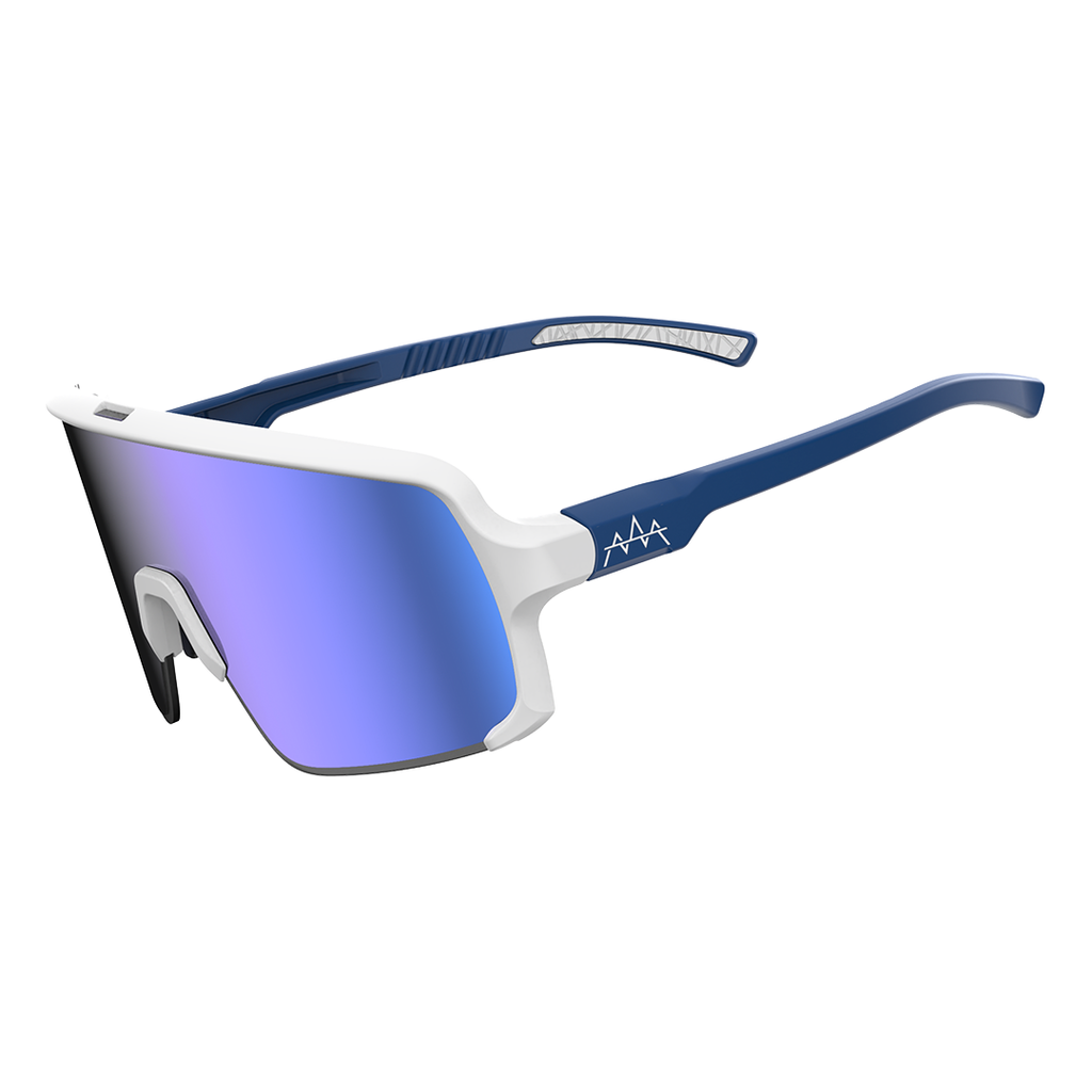 Dirdy Bird Peak Sunglasses Freeze, White/Navy, Blue mirror Lens