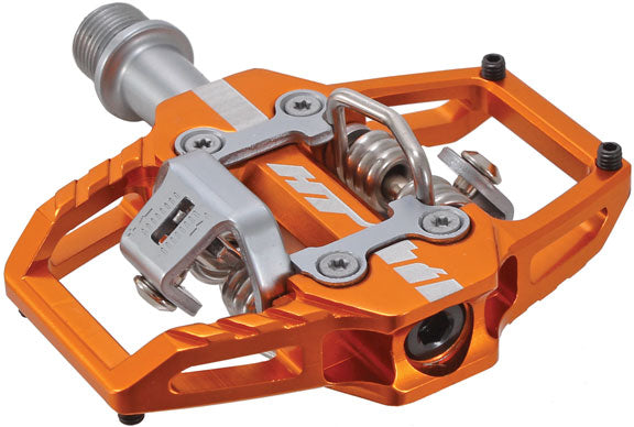 HT Components T1 Trail Pedals - Orange Clipless with Cleats
