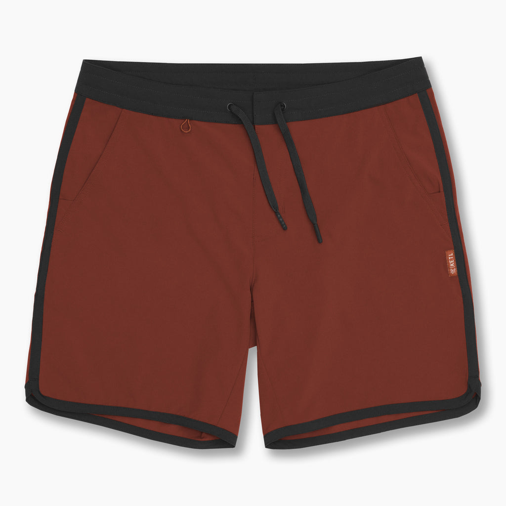 KETL Mtn Alpine Dip-N-More 7" Boardshorts - Quick Dry, Rear Zipper Pocket Men's Swim Trunks Made For Travel Maroon Men's Short/Bib Short Alpine Dip-N-More 7.5" Board Shorts
