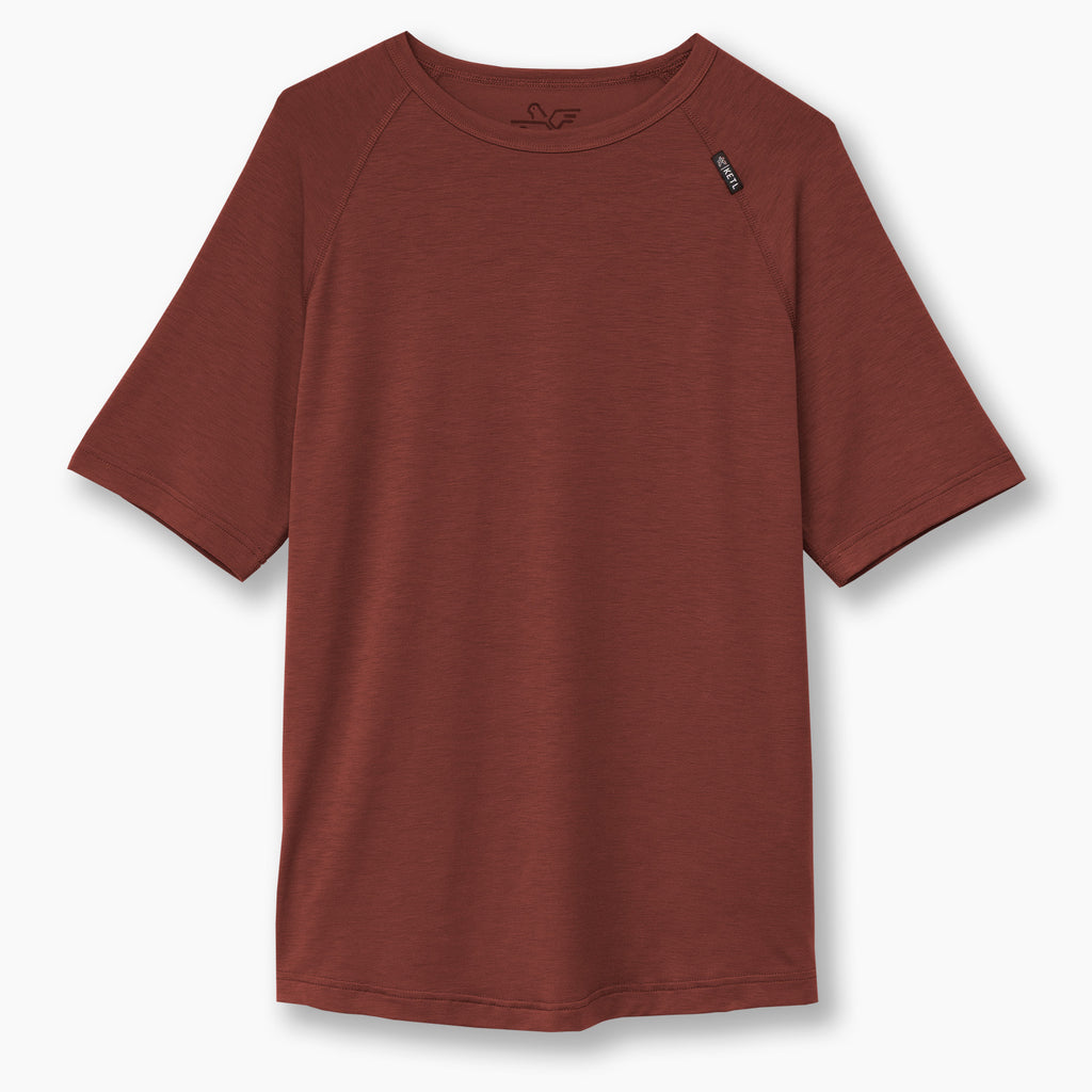 KETL Mtn Departed Featherweight Performance Travel Tee - Men's Athletic Lightweight Packable Short Sleeve Shirt Maroon T-Shirt Departed Featherweight Performance Tee (SS)