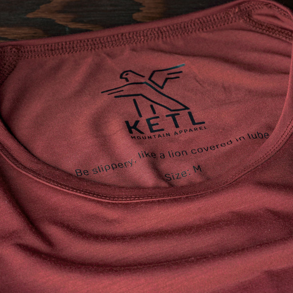 KETL Mtn Departed Featherweight Performance Travel Tee - Men's Athletic Lightweight Packable Long Sleeve Shirt Maroon - T-Shirt - Departed Featherweight Performance Tee (LS)