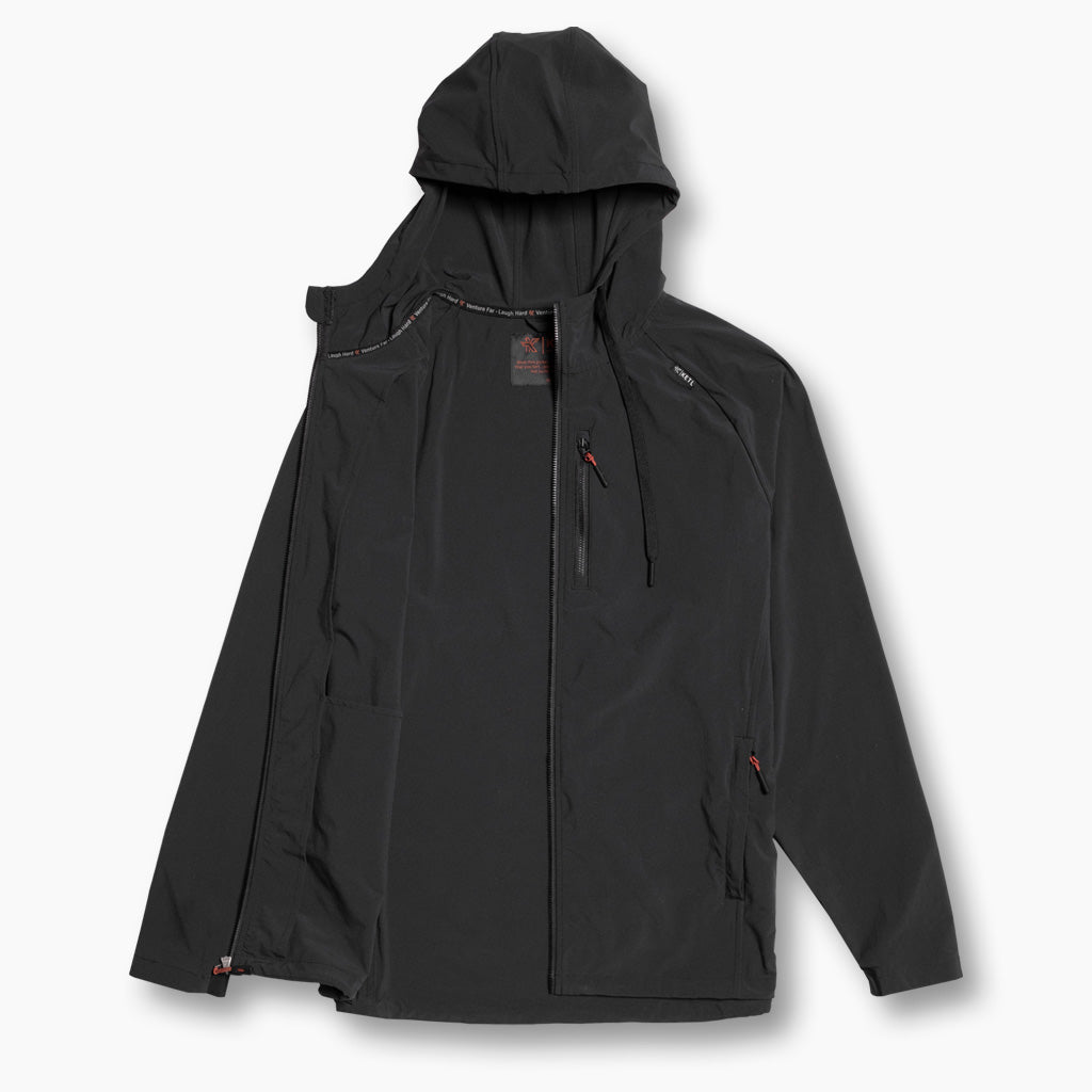 KETL Mtn Escapade Jacket: Lightweight Softshell Packable Travel Layer w/ Zipper Pockets - Black Men's - Jackets - Escapade Lightweight Active Jacket