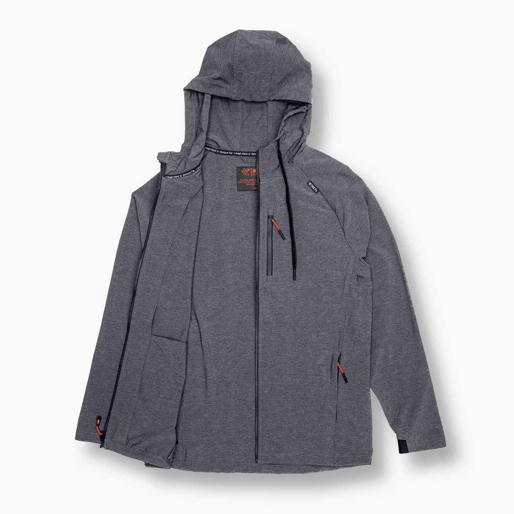 KETL Mtn Escapade Jacket: Lightweight Softshell Packable Travel Layer w/ Zipper Pockets - Charcoal Men's - Jackets - Escapade Lightweight Active Jacket