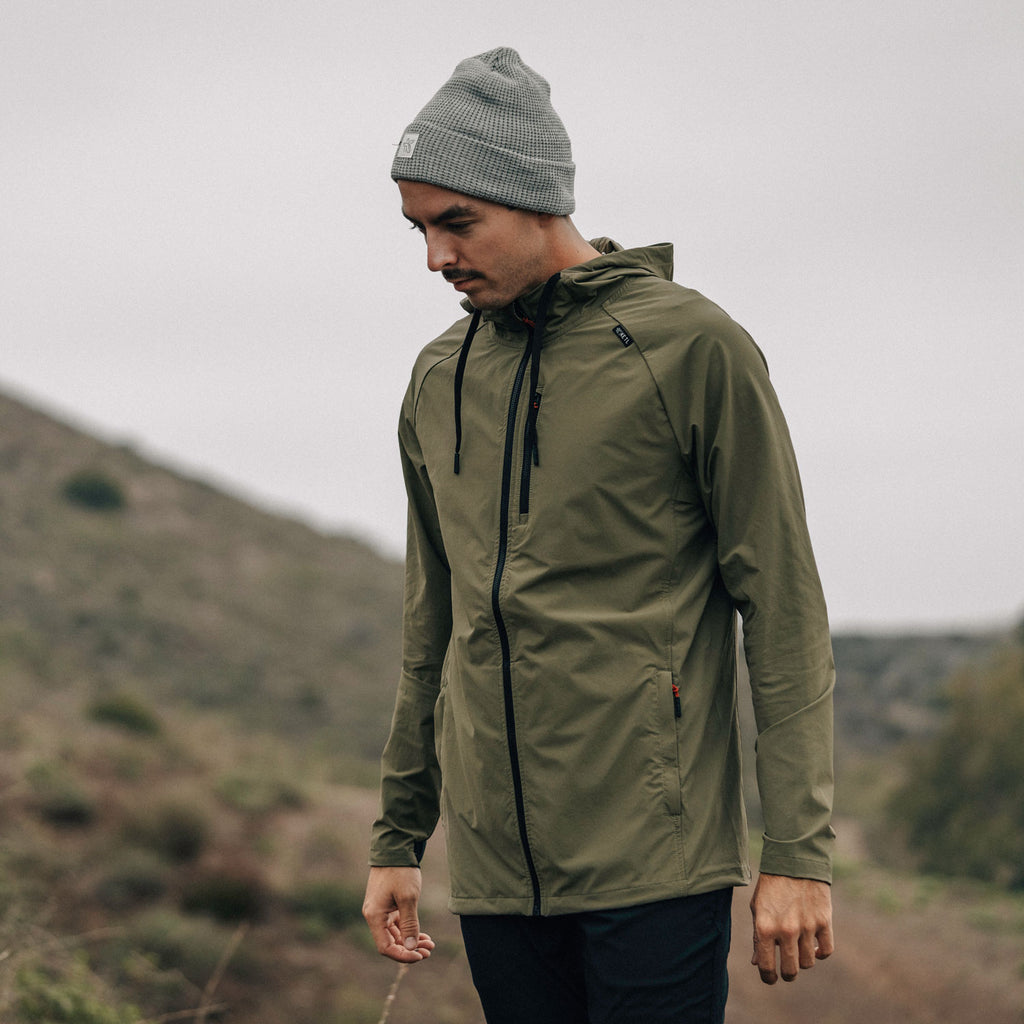 KETL Mtn Escapade Jacket: Lightweight Softshell Packable Travel Layer w/ Zipper Pockets - Olive Men's - Jackets - Escapade Lightweight Active Jacket