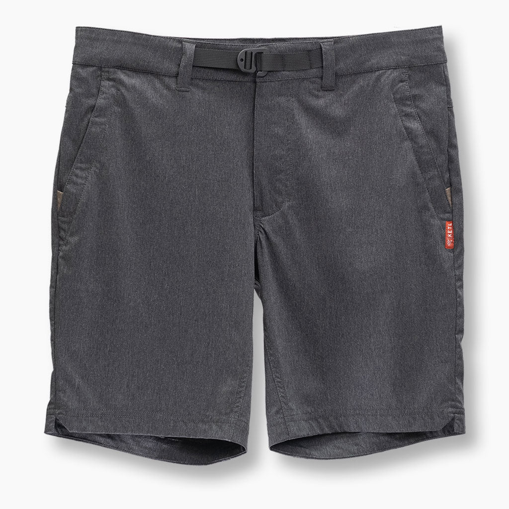 KETL Mtn Virtue Hybrid Shorts V3 9" Inseam: Swim, Hike, Travel, Lounge, Bike - Men's Hiking Chino Style Lightweight Charcoal Short/Bib Short Virtue V.3 9" Hybrid Shorts