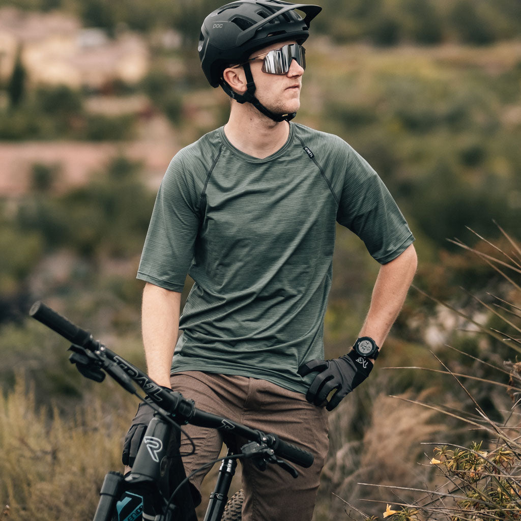 KETL Mtn Wayward Casual MTB Short Sleeve Jersey - Durable, Breathable, Zipper Pocket Men's Mountain Bike Shirt Green Men's - Jersey - Wayward SS Jersey
