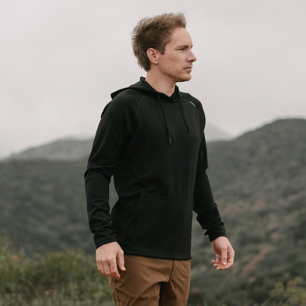 KETL Mtn Folly Active Travel Hoodie - Zipper Pockets, Stretchy, Breathable - Men's Pullover V.2 Black - Sweatshirt/Hoodie - Folly Microfleece Active Hoodie V.2 (Pullover)