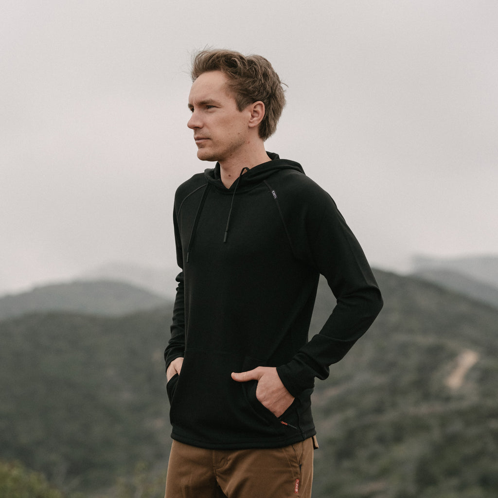 KETL Mtn Folly Active Travel Hoodie - Zipper Pockets, Stretchy, Breathable - Men's Pullover V.2 Black Sweatshirt/Hoodie Folly Microfleece Active Hoodie V.2 (Pullover)