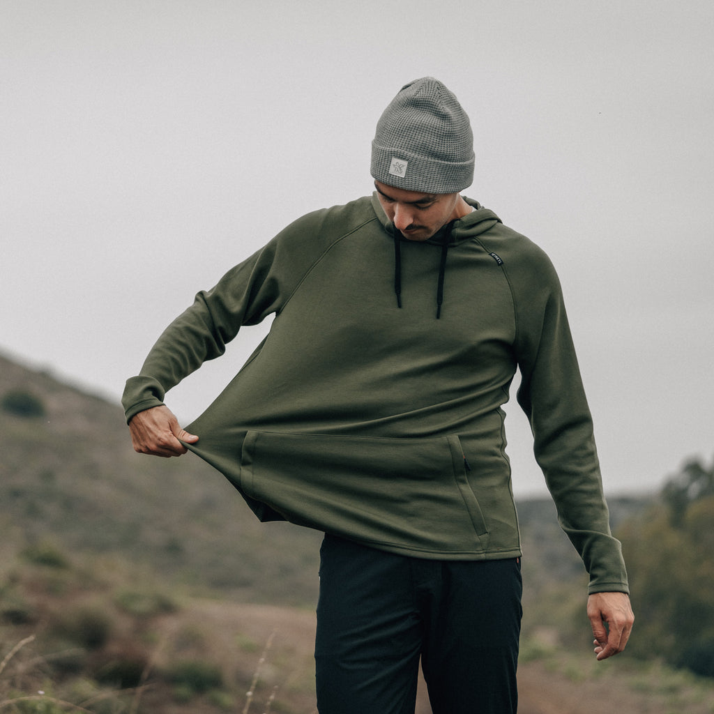 KETL Mtn Folly Active Travel Hoodie - Zipper Pockets, Stretchy, Breathable - Men's Pullover V.2 Green Sweatshirt/Hoodie Folly Microfleece Active Hoodie V.2 (Pullover)