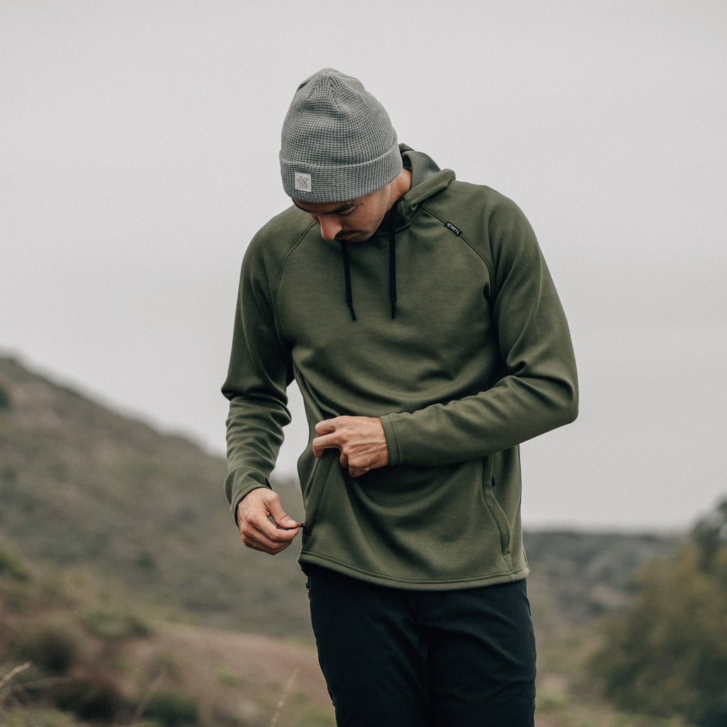 KETL Mtn Folly Active Travel Hoodie - Zipper Pockets, Stretchy, Breathable - Men's Pullover V.2 Green - Sweatshirt/Hoodie - Folly Microfleece Active Hoodie V.2 (Pullover)