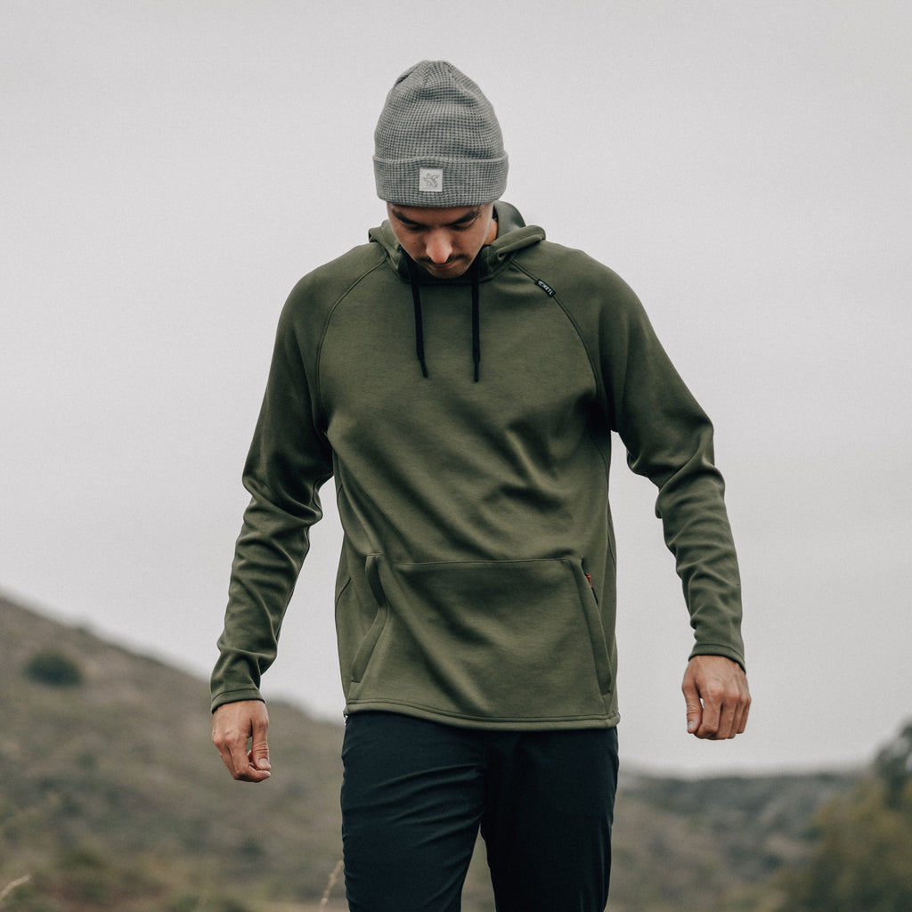 KETL Mtn Folly Active Travel Hoodie - Zipper Pockets, Stretchy, Breathable - Men's Pullover V.2 Green Sweatshirt/Hoodie Folly Microfleece Active Hoodie V.2 (Pullover)