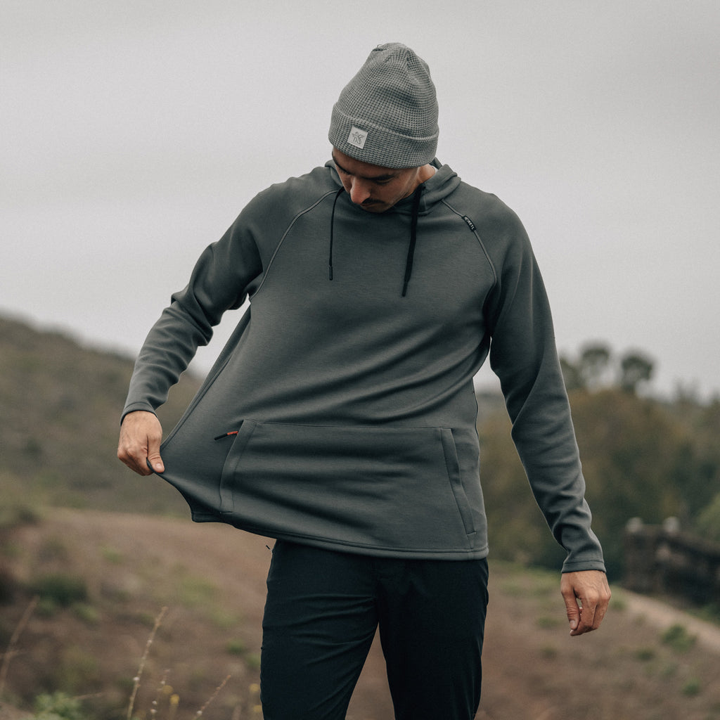 KETL Mtn Folly Active Travel Hoodie - Zipper Pockets, Stretchy, Breathable - Men's Pullover V.2 Grey Sweatshirt/Hoodie Folly Microfleece Active Hoodie V.2 (Pullover)