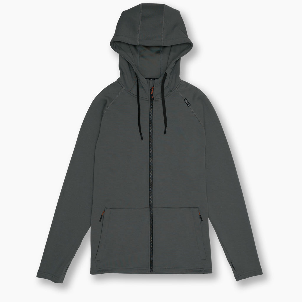 KETL Mtn Folly Active Travel Hoodie - Zipper Pockets, Stretchy, Breathable - Men's Zip-Up V.2 Grey Sweatshirt/Hoodie Folly Microfleece Active Hoodie V.2 (Zip-Up)