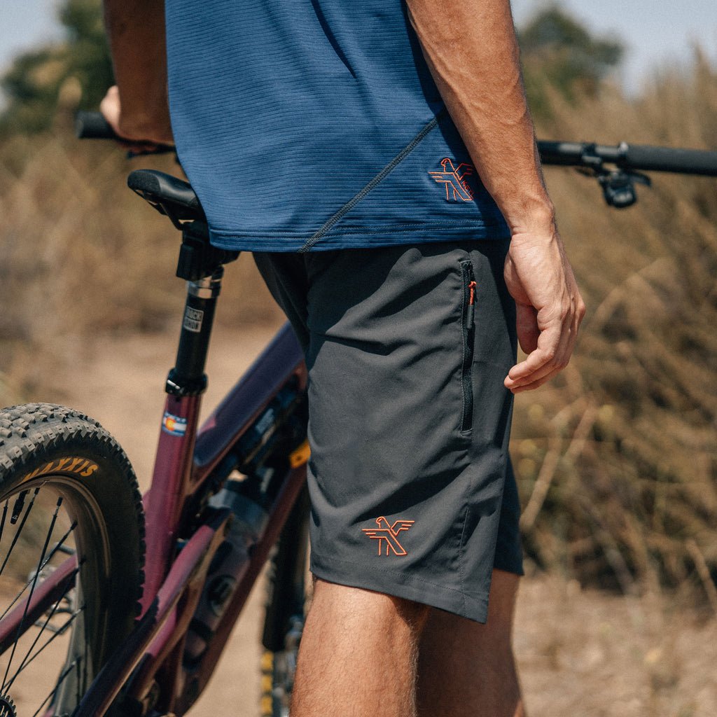 KETL Mtn Skid Mark MTB Shorts - Lightweight, Zipper Pockets, Men's Mountain Biking Shorts Grey