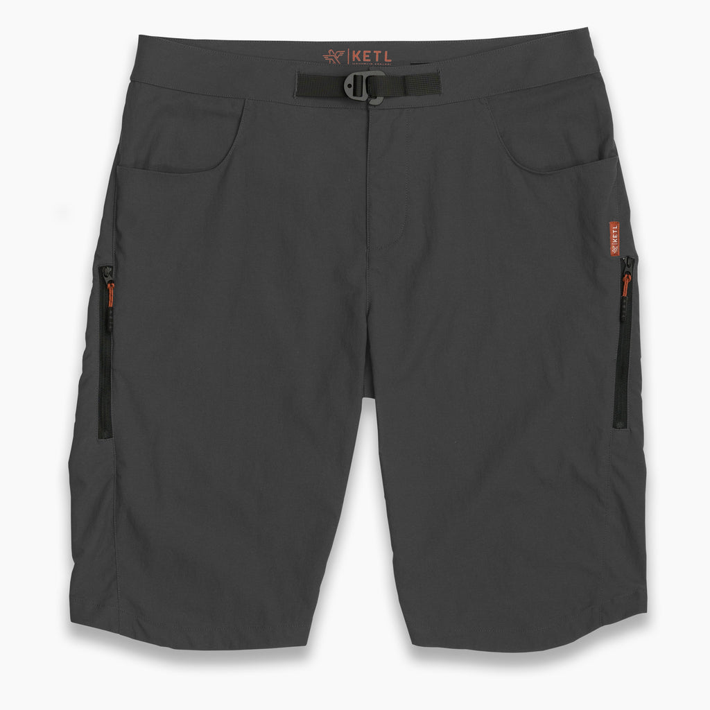 KETL Mtn Skid Mark MTB Shorts - Lightweight, Zipper Pockets, Men's Mountain Biking Shorts Grey