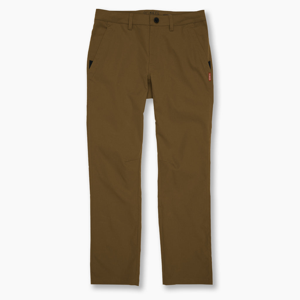 Ketl Mtn Tomfoolery Travel Pant Straight Fit 34" Inseam: Stretchy, Packable, Casual Chino Style W/ Zipper Pockets - Brown Men's Casual Pants Tomfoolery Travel Pant 34"