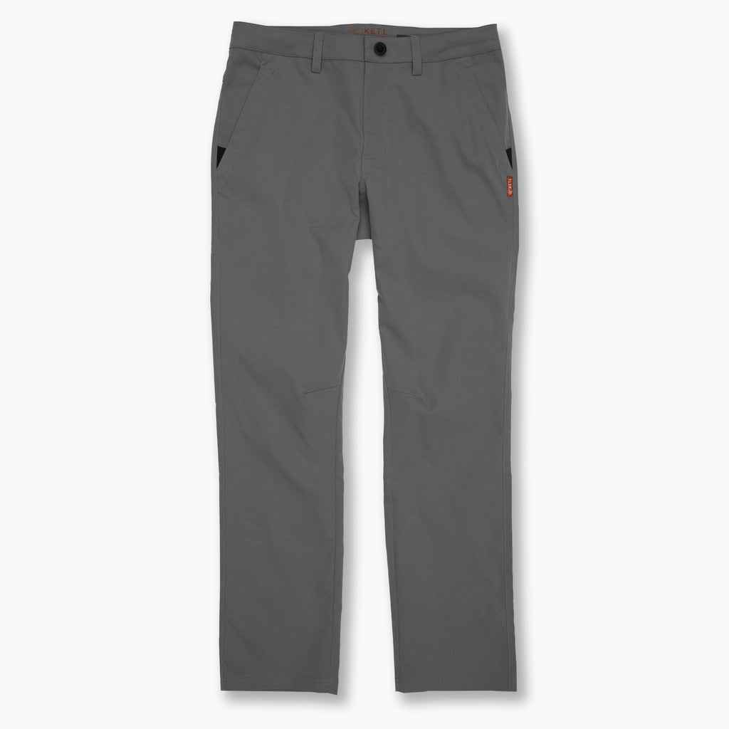 Ketl Mtn Tomfoolery Travel Pant Straight Fit 32" Inseam: Stretchy, Packable, Casual Chino Style W/ Zipper Pockets - Grey Men's Casual Pants Tomfoolery Travel Pant 32"