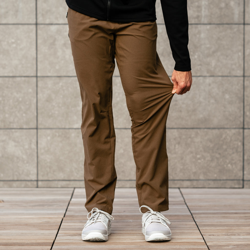 KETL Mtn Vent Lightweight Pants Straight Fit 34" Inseam: Summer Hiking & Travel - Ultra-Breathable, Packable & Stretchy - Brown Men's - Casual Pants - Vent Jogger'ish Lightweight Travel Pants 34"
