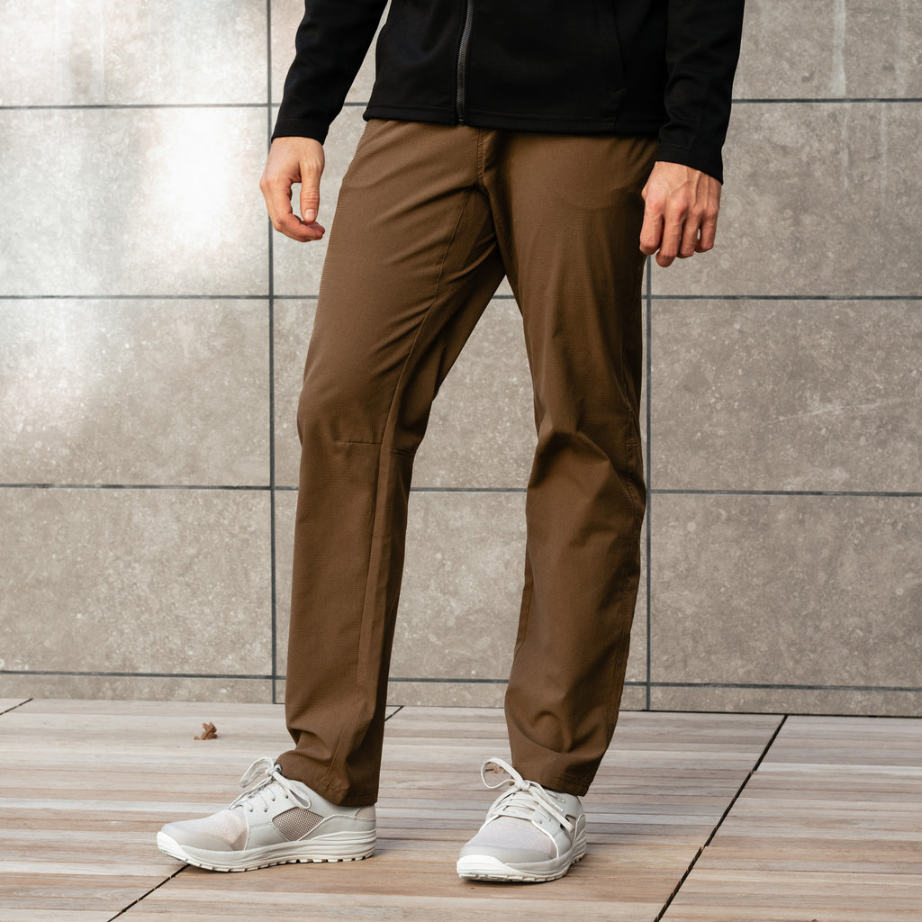 KETL Mtn Vent Lightweight Pants Straight Fit 32" Inseam: Summer Hiking & Travel - Ultra-Breathable, Packable & Stretchy - Brown Men's Casual Pants Vent Jogger'ish Lightweight Travel Pants 32"