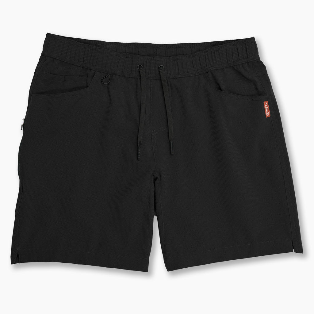 KETL Mtn Vent Lightweight Shorts 7" Inseam: Summer Hiking & Travel - Ultra-Breathable Airflow Stretch Black Men's Short/Bib Short Vent Lightweight Shorts 7"
