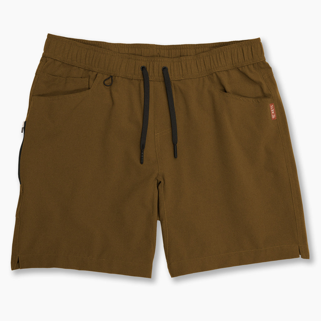 KETL Mtn Vent Lightweight Shorts 7" Inseam: Summer Hiking & Travel - Ultra-Breathable Airflow Stretch Brown Men's Short/Bib Short Vent Lightweight Shorts 7"