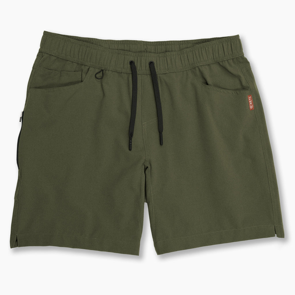 KETL Mtn Vent Lightweight Shorts 7" Inseam: Summer Hiking & Travel - Ultra-Breathable Airflow Stretch Pine Men's Short/Bib Short Vent Lightweight Shorts 7"