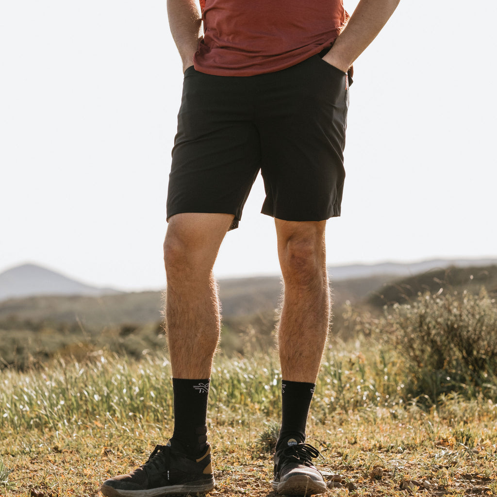 KETL Mtn Vent Lightweight Shorts 9" Inseam: Summer Hiking & Travel - Ultra-Breathable Airflow Stretch Black Men's - Short/Bib Short - Vent Lightweight Shorts 9"