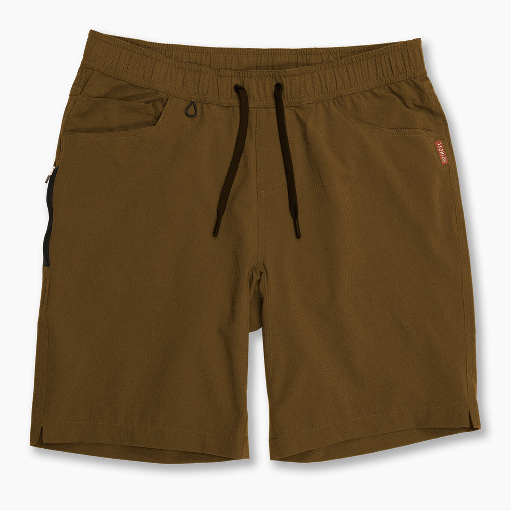 KETL Mtn Vent Lightweight Shorts 9" Inseam: Summer Hiking & Travel - Ultra-Breathable Airflow Stretch Brown Men's Short/Bib Short Vent Lightweight Shorts 9"