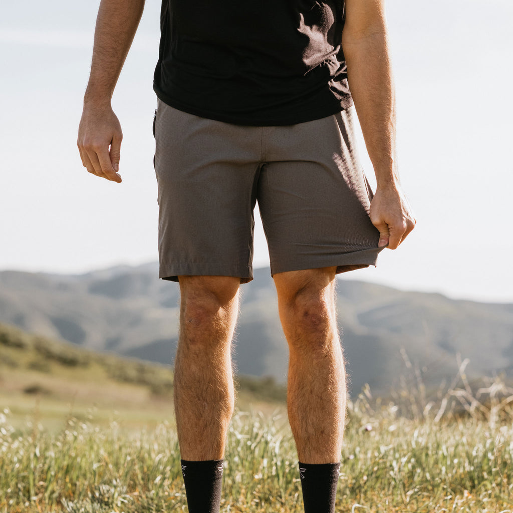 KETL Mtn Vent Lightweight Shorts 9" Inseam: Summer Hiking & Travel - Ultra-Breathable Airflow Stretch Grey Men's Short/Bib Short Vent Lightweight Shorts 9"